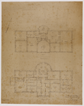 214699 Plattegronden van de begane grond met kelders en de eerste verdieping van het huis Hogeland te Utrecht; met ...